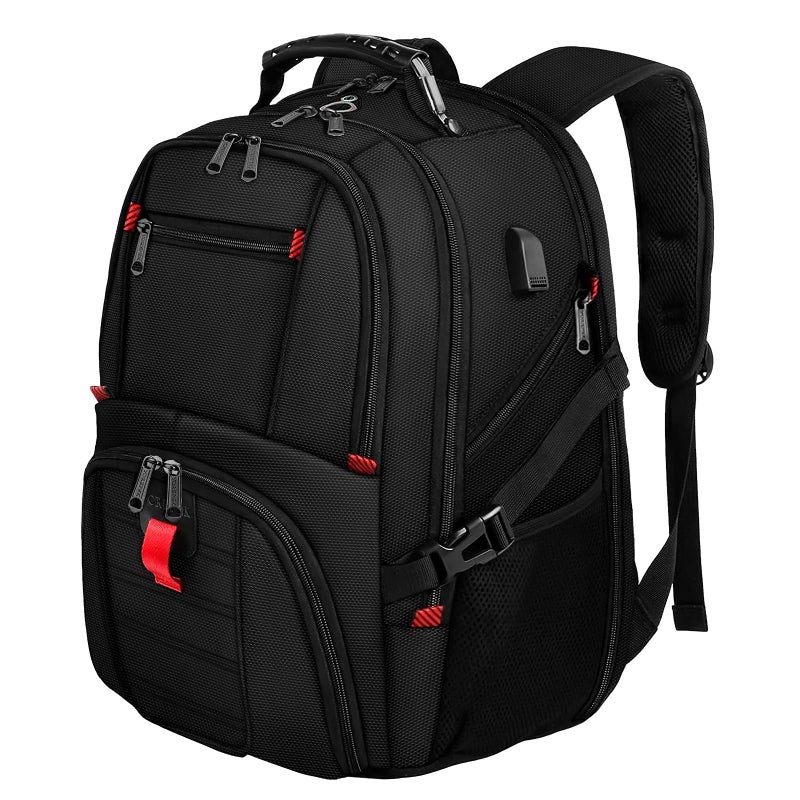 YOREPEK Travel Backpack  15.6 Inch Laptop Backpacks for Men Women  Water Resistant College Backpack Airline Approved Business Work Bag with USB Charging Port Fits 15.6 Inch Computers  Black - Image 1